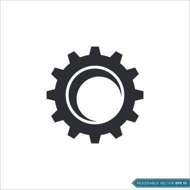 Gear Simgesi Vektör Şablonu, Düz Tasarım Mühendislik Çarkları Çizim Tasarımı