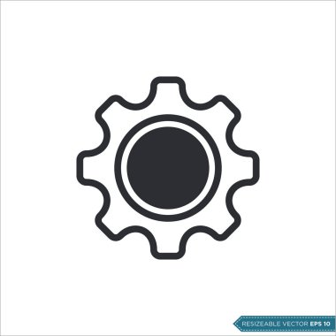 Gear Simgesi Vektör Şablonu, Düz Tasarım Mühendislik Çarkları Çizim Tasarımı