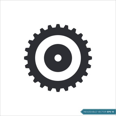 Gear Simgesi Vektör Şablonu, Düz Tasarım Mühendislik Çarkları Çizim Tasarımı