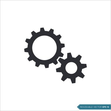 Gear Simgesi Vektör Şablonu, Düz Tasarım Mühendislik Çarkları Çizim Tasarımı
