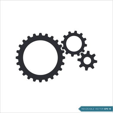 Gear Simgesi Vektör Şablonu, Düz Tasarım Mühendislik Çarkları Çizim Tasarımı