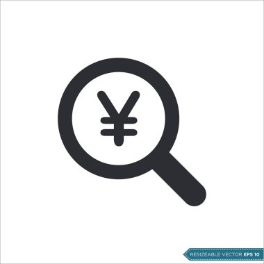 Büyütücü Cam Yen Simgesi Simge Vektör Şablonu Çizim Tasarımı