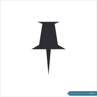 Pin Thumbtack - Kırtasiye Simgesi Vektör Şablonu Çizim Moda Tasarımı