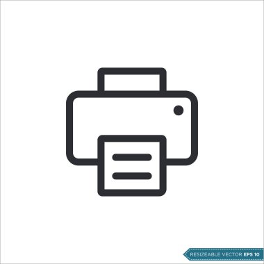 Yazıcı Simgesi Vektör Şablonu Çizim Tasarımı