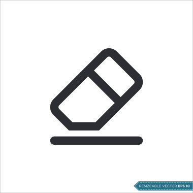 Silgi, Kırtasiye Simgesi Vektör Şablonu Çizim Tasarımı