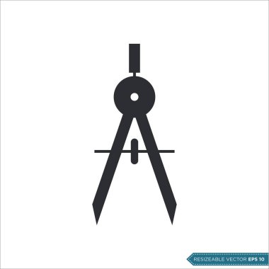 Pusula Çizimi - Sabit Simge Vektör Şablonu Çizim Tasarımı