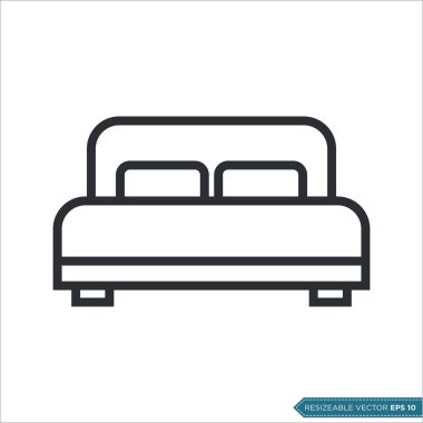 Basit Yatak Simgesi Vektör Şablonu Çizim Tasarımı