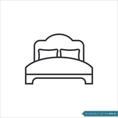 Basit Yatak Simgesi Vektör Şablonu Çizim Tasarımı
