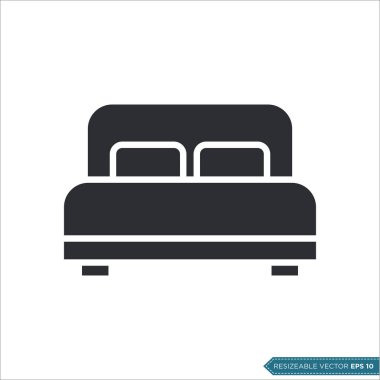 Basit Yatak Simgesi Vektör Şablonu Çizim Tasarımı