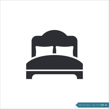 Basit Yatak Simgesi Vektör Şablonu Çizim Tasarımı