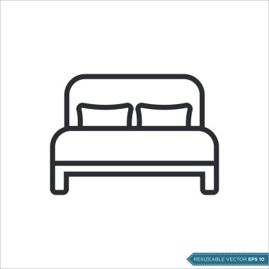 Basit Yatak Simgesi Vektör Şablonu Çizim Tasarımı