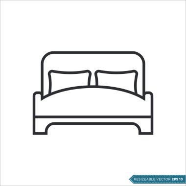 Basit Yatak Simgesi Vektör Şablonu Çizim Tasarımı