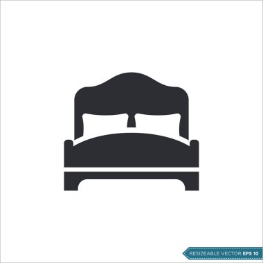 Basit Yatak Simgesi Vektör Şablonu Çizim Tasarımı