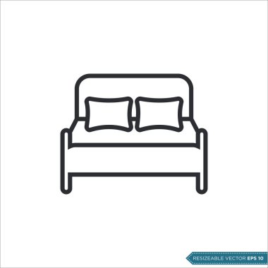 Basit Yatak Simgesi Vektör Şablonu Çizim Tasarımı