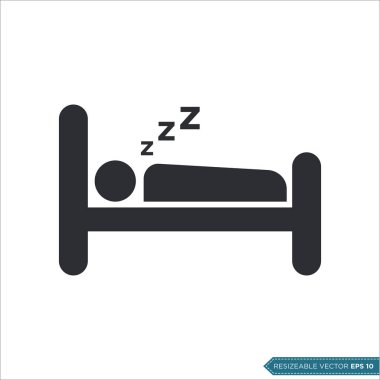 Yatak, Otel, Uyku Simgesi Vektör Şablonu Çizim Tasarımı