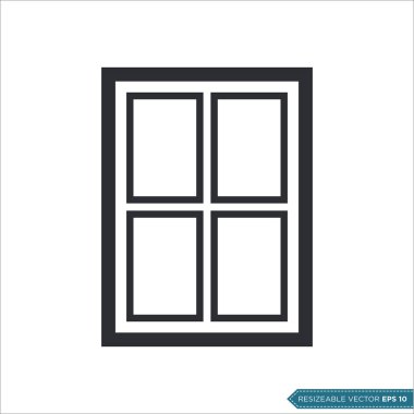 Pencere Simgesi Vektör Şablonu Çizim Tasarımı