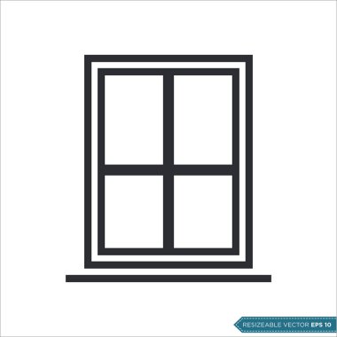 Pencere Simgesi Vektör Şablonu Çizim Tasarımı