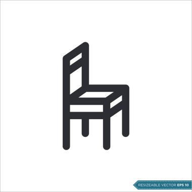 Sandalye Simgesi Vektör Şablonu tasarımı