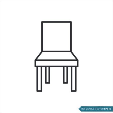 Sandalye Simgesi Vektör Şablonu tasarımı