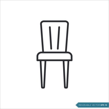 Sandalye Simgesi Vektör Şablonu tasarımı