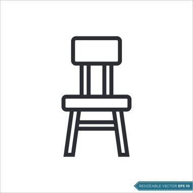Sandalye Simgesi Vektör Şablonu tasarımı