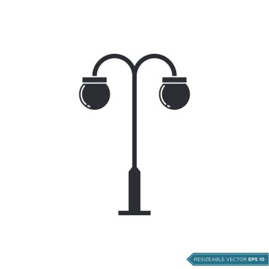 Dekoratif Park Lambası Simge Vektör Şablonu Çizim Tasarımı