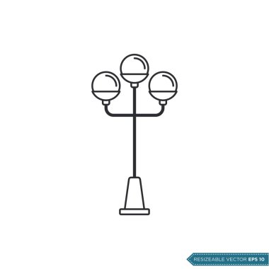 Dekoratif Park Lambası Simge Vektör Şablonu Çizim Tasarımı