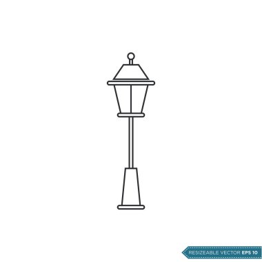 Dekoratif Park Lambası Simge Vektör Şablonu Çizim Tasarımı