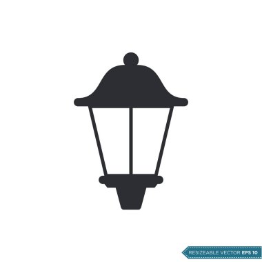 Dekoratif Park Lambası Simge Vektör Şablonu Çizim Tasarımı