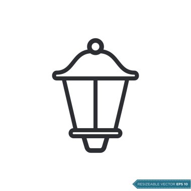Dekoratif Park Lambası Simge Vektör Şablonu Çizim Tasarımı
