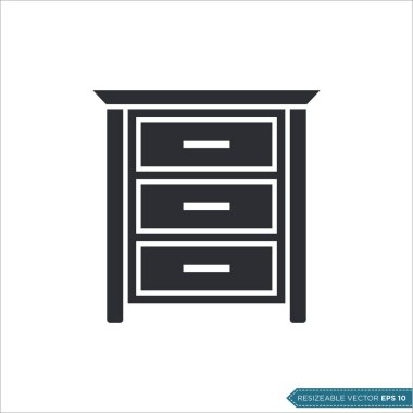Kabine Çekmeceleri Simge Vektör Şablonu Çizim Tasarımı