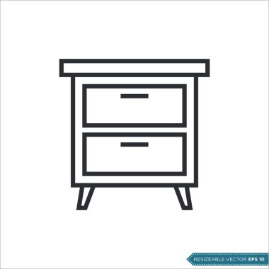 Kabine Çekmeceleri Simge Vektör Şablonu Çizim Tasarımı