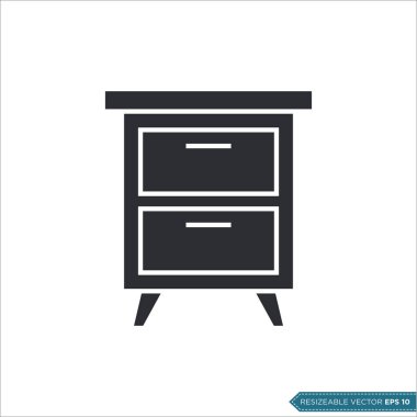 Kabine Çekmeceleri Simge Vektör Şablonu Çizim Tasarımı
