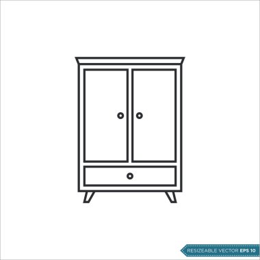 Kabine Çekmeceleri Simge Vektör Şablonu Çizim Tasarımı