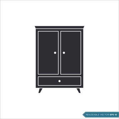 Kabine Çekmeceleri Simge Vektör Şablonu Çizim Tasarımı