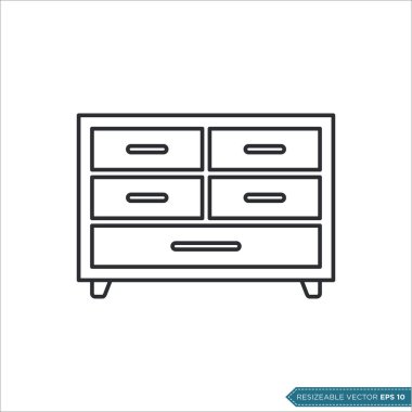Kabine Çekmeceleri Simge Vektör Şablonu Çizim Tasarımı