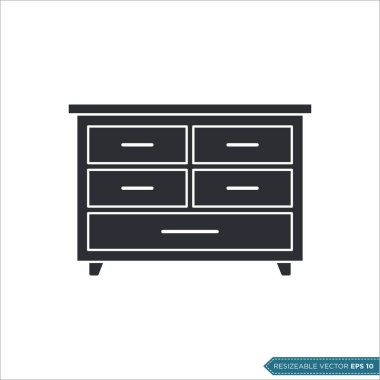 Kabine Çekmeceleri Simge Vektör Şablonu Çizim Tasarımı