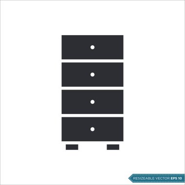 Kabine Çekmeceleri Simge Vektör Şablonu Çizim Tasarımı