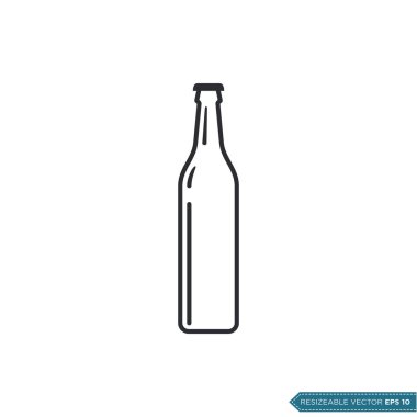 Bira ya da Şarap Şişe Simgesi Vektör Şablonu Çizim Tasarımı EPS 10
