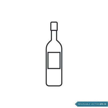 Bira ya da Şarap Şişe Simgesi Vektör Şablonu Çizim Tasarımı EPS 10
