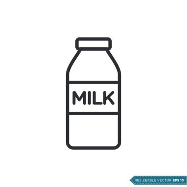 Basit Süt Şişesi Simge Vektör Şablonu Çizim Tasarımı
