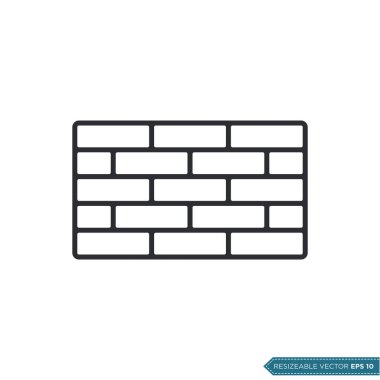 Brick Wall Simge Vektör Şablonu Çizim Tasarımı