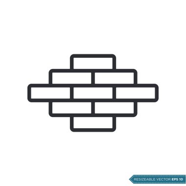 Brick Wall Simge Vektör Şablonu Çizim Tasarımı