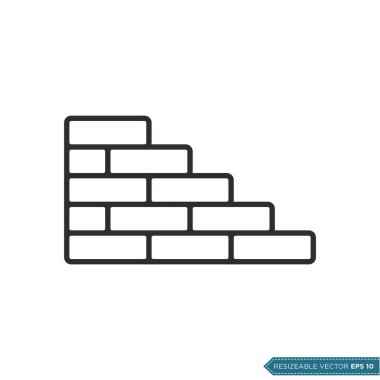 Brick Wall Simge Vektör Şablonu Çizim Tasarımı