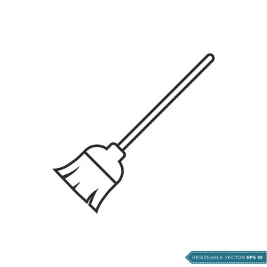 Süpürge Simgesi Vektör Şablonu. EPS 10 Resim Tasarımı