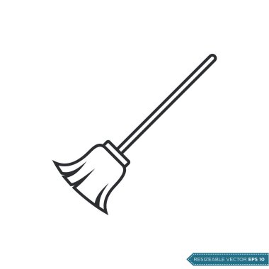Süpürge Simgesi Vektör Şablonu. EPS 10 Resim Tasarımı