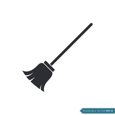 Süpürge Simgesi Vektör Şablonu. EPS 10 Resim Tasarımı