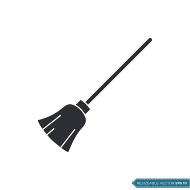 Süpürge Simgesi Vektör Şablonu. EPS 10 Resim Tasarımı