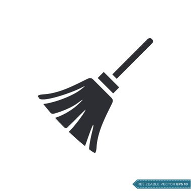 Süpürge Simgesi Vektör Şablonu. EPS 10 Resim Tasarımı