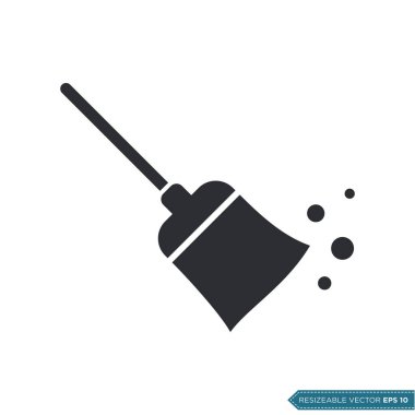 Süpürge Simgesi Vektör Şablonu. EPS 10 Resim Tasarımı